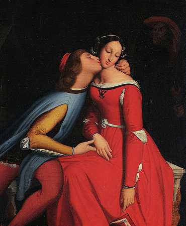 保罗和弗朗西斯卡，1846年`Paolo and Francesca, 1846 by Jean-Auguste-Dominique Ingres