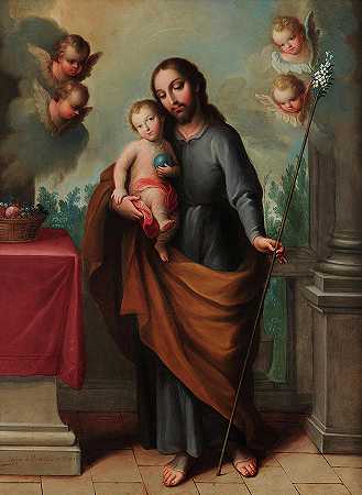 圣约斯佩赫与儿童基督，1760年`Saint Jospeh and Child Christ, 1760 by Jose de Paez