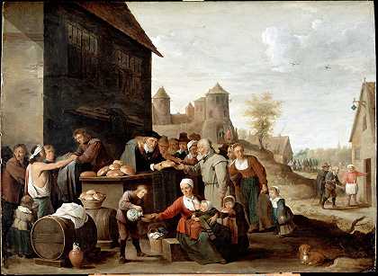 仁慈的七件下士作品`The Seven Corporal Works of Mercy by David Teniers The Younger