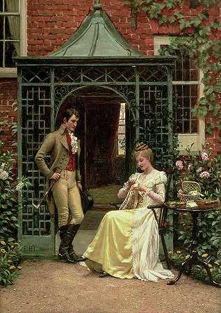在门槛上，1900年`On the Threshold, 1900 by Edmund Leighton