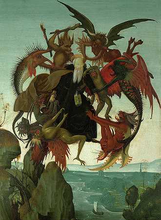 《圣安东尼的折磨》，1487年`The Torment of Saint Anthony, 1487 by Michelangelo