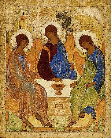 圣三一，特洛伊萨，1427年`Holy Trinity, Troitsa, 1427 by Andrei Rublev