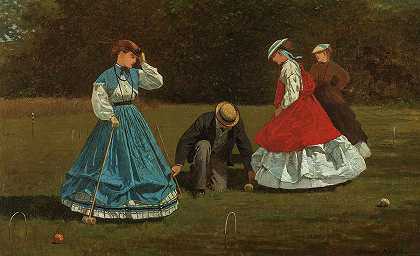槌球场景，1866年`Croquet Scene, 1866 by Winslow Homer