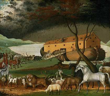 诺亚方舟，1846年`Noah\’s Ark, 1846 by Edward Hicks