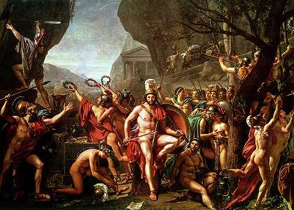 塞莫皮莱的列奥尼达斯，1814年`Leonidas at Thermopylae, 1814 by Jacques-Louis David