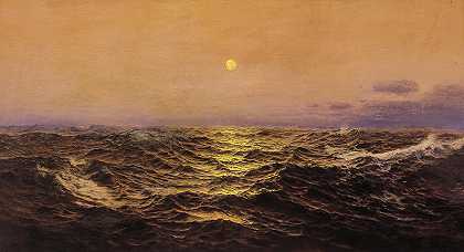 不平静的海洋，1908年`The Restless Sea, 1908 by Warren Sheppard