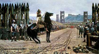 维辛格托里克斯向凯撒投降，1892年`Vercingetorix surrendering to Caesar, 1892 by Henri-Paul Motte