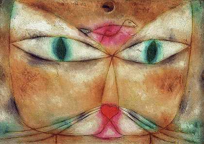猫与鸟，约1928年`Cat and Bird, circa 1928 by Paul Klee