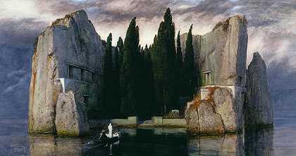 死亡之岛，大约1883年`The Isle of the Dead, circa 1883 by Arnold Bocklin