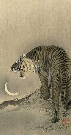 咆哮的老虎，1945年`Roaring tiger, 1945 by Ohara Koson