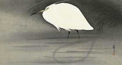 白鹭，1930年`Egret, 1930 by Ohara Koson
