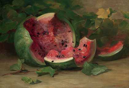 1890年，未命名的破碎西瓜`Untitled, Cracked Watermelon, 1890 by Charles Ethan Porter