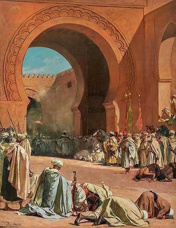 摩洛哥国王前往迎接欧洲大使`The King of Morocco Leaving to Receive a European Ambassador by Jean-Joseph Benjamin-Constant