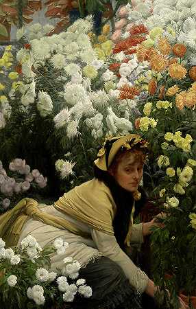 菊花，1876年`Chrysanthemums, 1876 by James Tissot