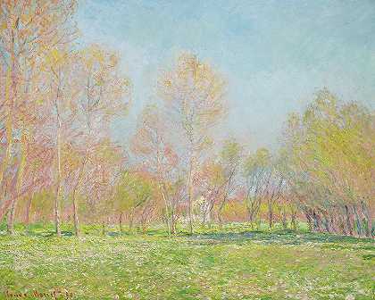 吉维尼的春天，1890年`Spring in Giverny, 1890 by Claude Monet