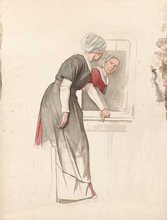 站在镜子前的女人`Staande vrouw voor een spiegel (1874 ~ 1925) by Jan Veth