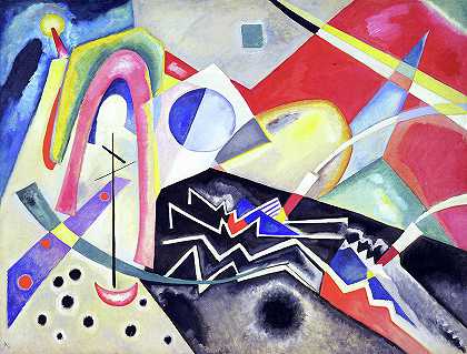 白色之字形，1922年`White Zig Zags, 1922 by Wassily Kandinsky