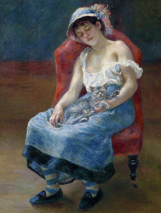 熟女，1880年`Sleeping Girl, 1880 by Pierre-Auguste Renoir
