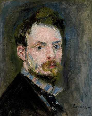 自画像，1875年`Self-Portrait, 1875 by Pierre-Auguste Renoir