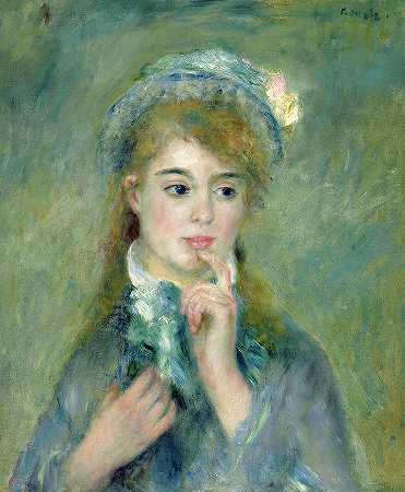 一位年轻女子的肖像，1874年`Portrait of a Young Woman, 1874 by Pierre-Auguste Renoir