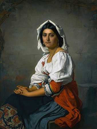 年轻的意大利人`La Jeune Italienne ( 1863) by Henri Lehmann