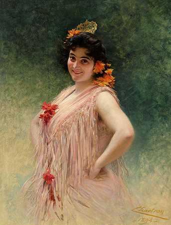 艾玛·卡尔夫饰演卡门，1894年`Emma Calve as Carmen, 1894 by Theobald Chartran
