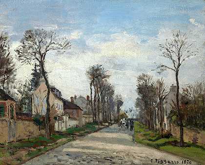 凡尔赛大道，卢维西恩斯，1870年`Route de Versailles, Louveciennes, 1870 by Camille Pissarro