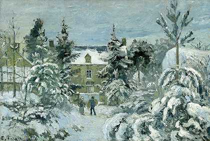 皮耶特在蒙福柯的家，1874年`Piette\’s House at Montfoucault, 1874 by Camille Pissarro