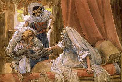 雅各布欺骗了以撒，1902年`Jacob Deceives Isaac, 1902 by James Tissot