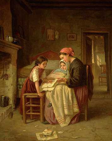 生病的孩子，1875年`The Sick Child, 1875 by Paul Seignac