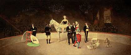 马戏团场景，1890年`Circus Scene, 1890 by Enrique Atalaya Gonzalez