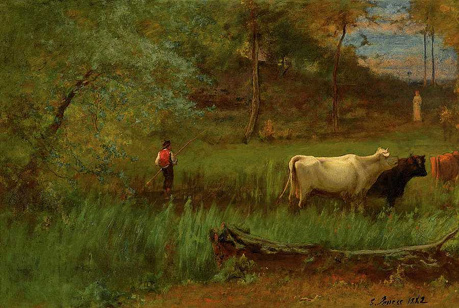 田园诗，1885年`A Pastoral, 1885 by George Inness