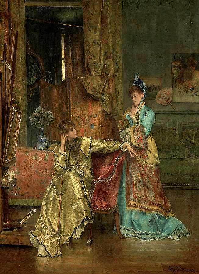 1870年的访问`The Visit, 1870 by Alfred Stevens