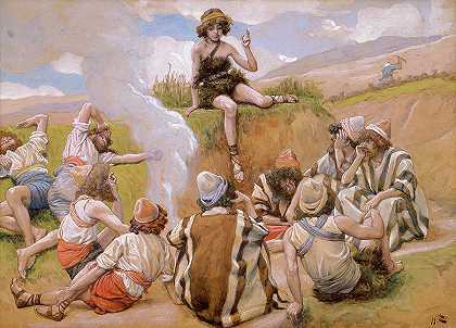 1902年，约瑟夫向他的兄弟们展示了他的梦想`Joseph Reveals His Dream to His Brethren, 1902 by James Tissot