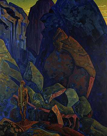 祈祷造型师，狂喜，1918年`The praying Stylite, Ecstasy, 1918 by Nikolai Konstantinovich Roerich