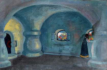 萨科的房间`Sadko\’s Chamber by Nikolai Konstantinovich Roerich