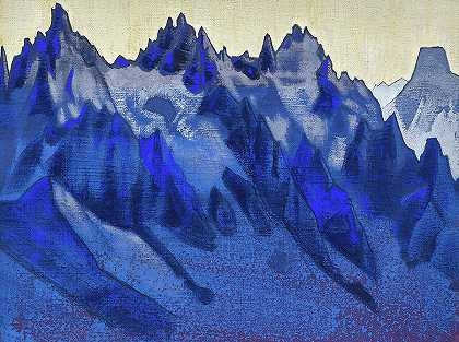 《香巴拉山》，1929年`Mountains for painting Shambhala, 1929 by Nikolai Konstantinovich Roerich