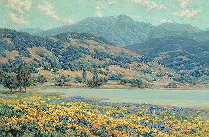 湖边野花`Lakeside Wildflowers by Granville Redmond