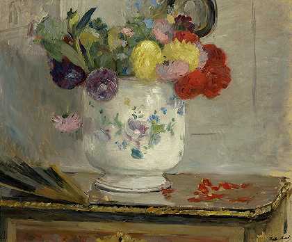 大丽花，1876年`Dahlias, 1876 by Berthe Morisot