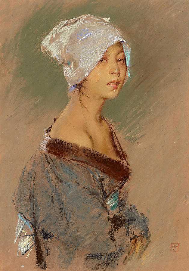 日本女孩，1890年`Japanese Girl, 1890 by Robert Frederick Blum