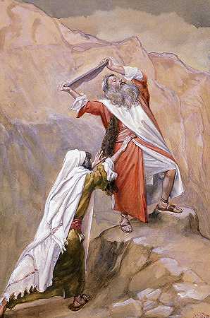 摩西销毁了《十诫》的石版，1902年`Moses destroys the tablets of the Ten Commandments, 1902 by James Tissot