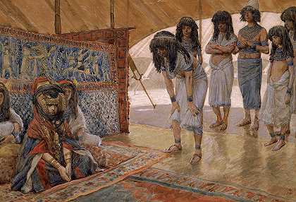 1902年，撒莱被带到法老的宫殿`Sarai Is Taken to Pharaoh\’s Palace, 1902 by James Tissot