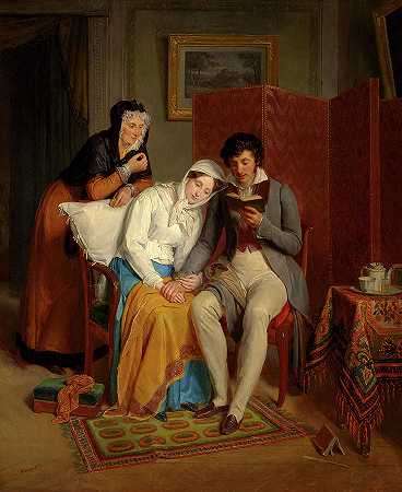 为康复者朗读，1827年`Reading to the Convalescent, 1827 by Jean-Augustin Franquelin