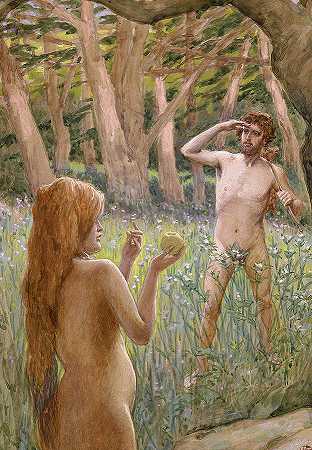 亚当受到夏娃的诱惑，1902年`Adam Is Tempted by Eve, 1902 by James Tissot