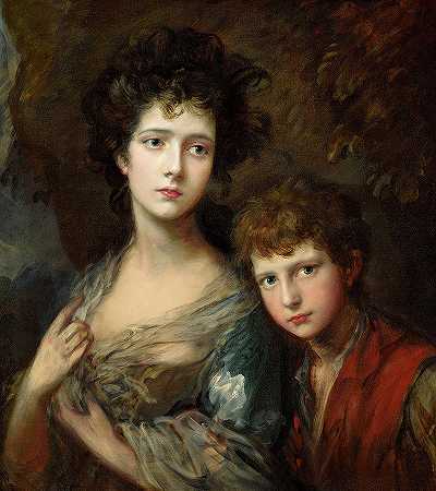 伊丽莎白和托马斯·林利，1768年`Elizabeth and Thomas Linley, 1768 by Thomas Gainsborough