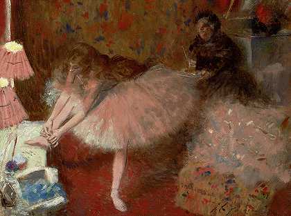 1890年，舞者在她的化妆室`Dancer in Her Dressing Room, 1890 by Jean-Louis Forain