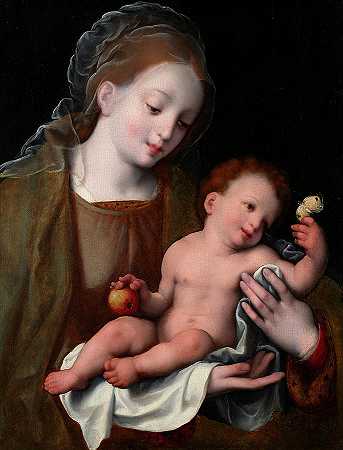 《麦当娜与孩子》，1550年`Madonna and Child, 1550 by Cornelis van Cleve