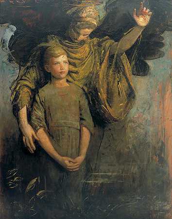 男孩与天使，1925年`Boy and Angel, 1925 by Abbott Handerson Thayer