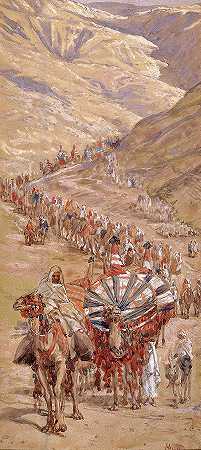亚伯兰商队，1902年`The Caravan of Abram, 1902 by James Tissot
