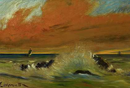 日落，1916年`Sunset, 1916 by Louis Eilshemius